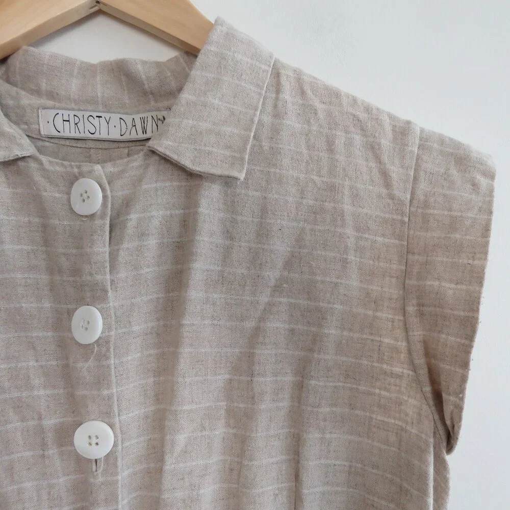 CHRISTY DAWN Phoebe Jumpsuit 100% Linen in Striped Tan Neutral - Size M - Picture 4 of 15